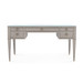 Morris Desk with Glass Top, Taupe Gray and Satin Bronze