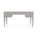 Morris Desk with Glass Top, Taupe Gray and Satin Bronze