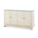 Meredith 4-Door Cabinet with Glass Top, Canvas Cream