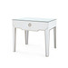 Madeline 1-Drawer Side Table with Glass Top, Platinum Shimmer