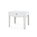 Madeline 1-Drawer Side Table with Glass Top, Platinum Shimmer