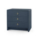 Bryant Linen 3-Drawer Side Table with Glass Top, Blue Steel