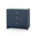 Bryant Linen 3-Drawer Side Table with Glass Top, Blue Steel