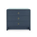 Bryant Linen 3-Drawer Side Table with Glass Top, Blue Steel