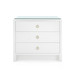 Bryant Linen 3-Drawer Side Table with Glass Top, Chiffon White