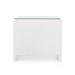 Bryant Linen 3-Drawer Side Table with Glass Top, Chiffon White