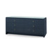 Bryant Linen Extra Wide Large 6-Drawer with Glass Top, Blue Steel