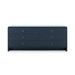 Bryant Linen Extra Wide Large 6-Drawer with Glass Top, Blue Steel