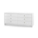 Bryant Linen Extra Wide Large 6-Drawer with Glass Top, Chiffon White