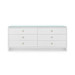 Bryant Linen Extra Wide Large 6-Drawer with Glass Top, Chiffon White