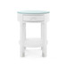 Dakota 1-Drawer Round Side Table with Glass Top, Cream