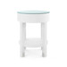 Dakota 1-Drawer Round Side Table with Glass Top, Cream