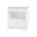 Frances 2-Drawer Side Table with Glass Top, Chiffon White