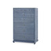 Ming Tall 6-Drawer with Glass Top, Navy Blue