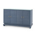 Meredith 4-Door Cabinet with Glass Top, Navy Blue