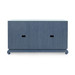Meredith 4-Door Cabinet with Glass Top, Navy Blue