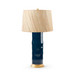 Saigon Lamp with Shade 17-inch Papyrus, with Gold, Navy Blue