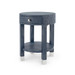 Dakota 1-Drawer Round Side Table, Washed Blue Steel