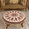 Traditional round tablecloth with natural colours, 60 inches with tassels