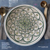 Detailed shot showcasing the vibrant colors and artistic craftsmanship of our handcrafted Marrakesh dinner plate.