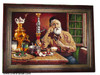Luxury Old Man In Coffe Shop Machine Made Carpet 50x70 With Frame Premium Design Showcase