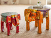 Exclusive Hand Painted Elephant Side Table Elephant Stool Fine Craftsmanship Detail