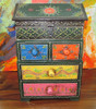Exclusive Indian Painted 4 Drawer Chest Assorted Pattern Wooden Hand Painted Jewelry Bedroom Decor | Elegant Handcrafted Storage Box | Vip Corporate Gift Fine Craftsmanship Detail