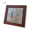 An exclusive Craftihouse framed 10x10 cm Khatam mosaic ceramic tile designed to bring authentic Persian artistry to tabletop and wall decor collections