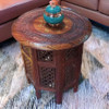 Hand carved wooden-brass round coffee table ,  a handmade furniture for your home