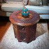 Hand carved wooden-brass round coffee table ,  a handmade furniture for your home