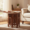 Hand carved wooden-brass round coffee table ,  a handmade furniture for your home