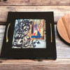 A Stunning Square handmade  wooden-ceramic tea serving  tray with handmade Tile,, 28x28cm.