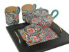 Luxury Handcrafted A set of handmade wooden-ceramic tea serving tray with 2 mug... Premium Design Showcase