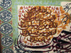 Exclusive A cute machine made carpet with brown frame with islamic verses.(4 Qol) Fine Craftsmanship Detail