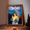 Blessing lady with candle  wall decor carpet , wall hanging rug , living room decor 