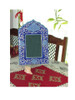 Luxury A Stunning Blue Pattern Enamel Mirror  , minakari mirror Premium Design Showcase