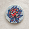 An exclusive Craftihouse 9 cm printed ceramic coaster designed to bring classic Persian Gol-o-Morgh illumination and surface protection to luxury tea and coffee settings.