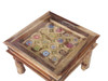 Solid Wooden Table With Tiles Handmade Light Brown Solid Wood Coffee Table 60x60 Cm | Luxury Heritage Decor & Unique Artisan Piece - Luxury Handcrafted Art Craftihouse Dubai