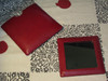 Handcrafted Red color  Handmade Pocket Mirror, Pure Leather pocket Mirror Lifestyle Visual