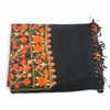 Handcrafted Stunning Black floral pattern  Embroidered Shawl , handmade silk embroidered on cotton Lifestyle Visual