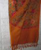 Luxury Luxury Orange  floral pattern  Embroidered Shawl , handmade silk embroidered on cotton , Kashmiri shawl Premium Design Showcase