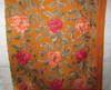 Artisan Luxury Orange  floral pattern  Embroidered Shawl , handmade silk embroidered on cotton , Kashmiri shawl High-Resolution Product Shot