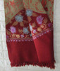 Artisan Red floral pattern embroidered shawl , handmade kashmiri shawl High-Resolution Product Shot
