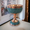 Handcrafted Turquoise Pedestal Fruit Bowl Lifestyle Visual
