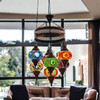 TURKISH MOSAIC CHANDELIER, 7 LAMPS, MULTI COLOR