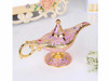 A large 33 cm decorative pink and gold magic Aladdin lamp made from high-quality zinc alloy.