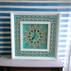 White Frame Marquetry Clock | Hand-Painted Heritage Wall Clock | Traditional Khatamkari Art - Luxury Handcrafted Art Craftihouse Dubai