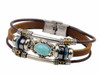 Luxury Unisex Men's Leather Bracelet with artificial turquoise bead Premium Design Showcase