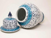 Artisan Hand painted white & Blue Turkish Jar with Lid , Awesome Turkish Handmade High-Resolution Product Shot