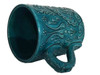 Exclusive Turquoise Turkish Textured Ceramic Artisan Coffee Mug Fine Craftsmanship Detail